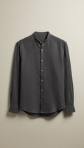 Linen Band-Collar Shirt