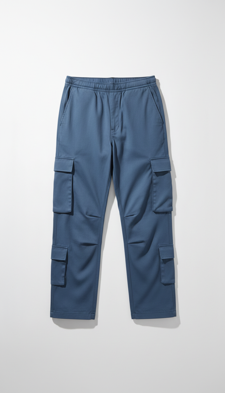 Steel Blue Relaxed-Fit Cargo Pants